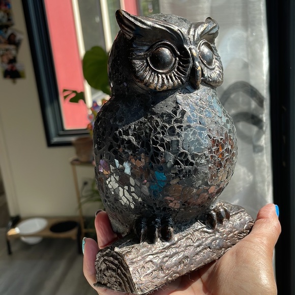 *SOLD*****Vintage Mosaic Crackle Glass Night Owl Table Nightstand Lamp - Picture 10 of 16